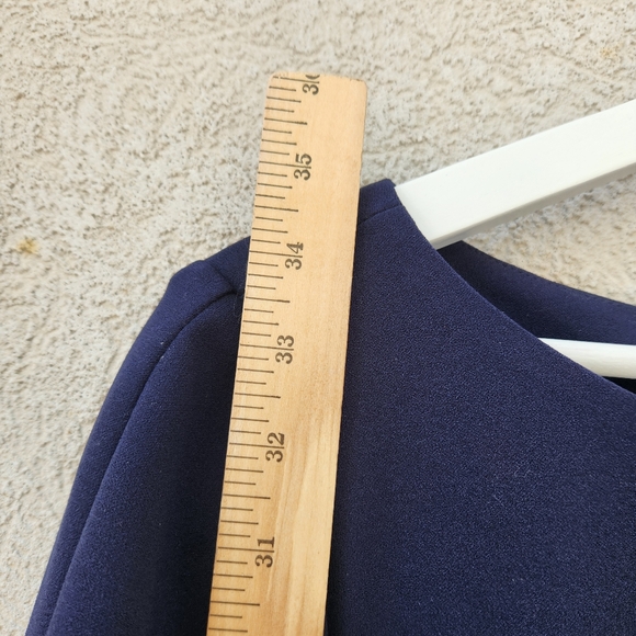 KARL LAGERFELD Women's Crepe Dress Size 10 Petite Navy Tulip Bell Sleeve - Picture 10 of 10